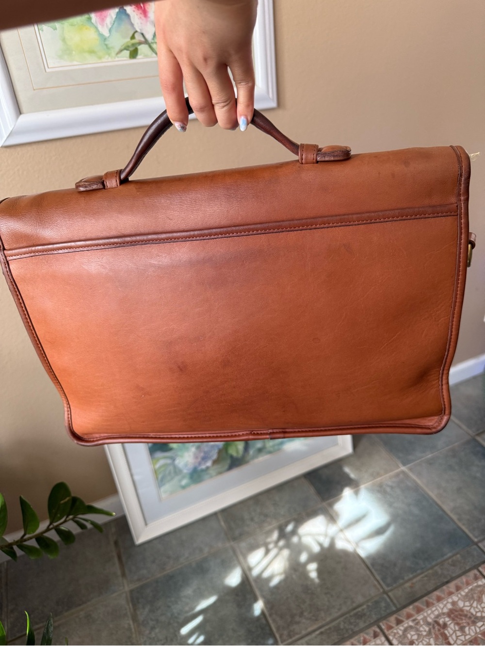 Classic Vintage Legacy Coach Tan Leather Briefcase - Top Handle Men’s Bag - Picture 3 of 5